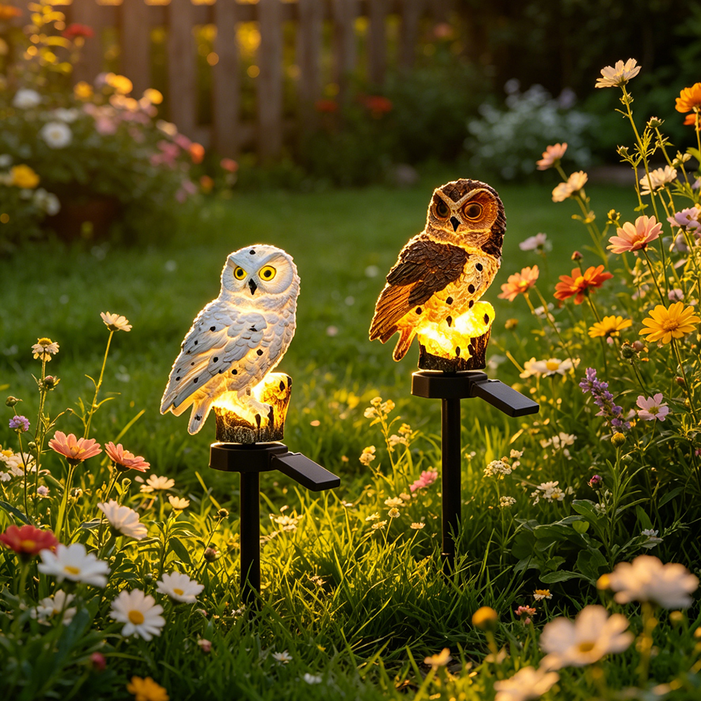 Smart Zen Garden - Owl Solar Light, Resin Owl Ground