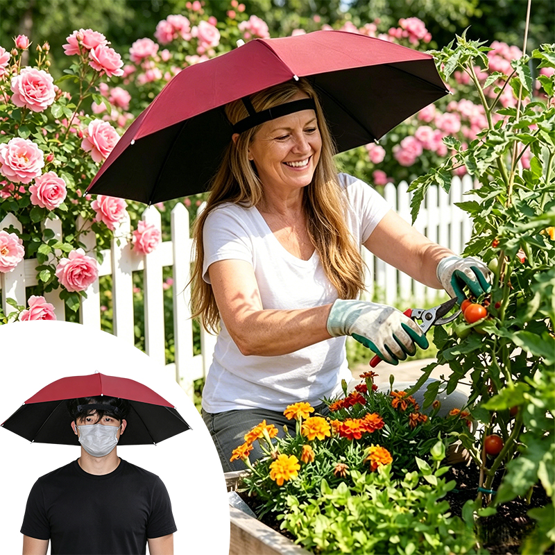 Smart Garden Umbrella - Head Mounted Umbrella Cap, Comfortable Headband,