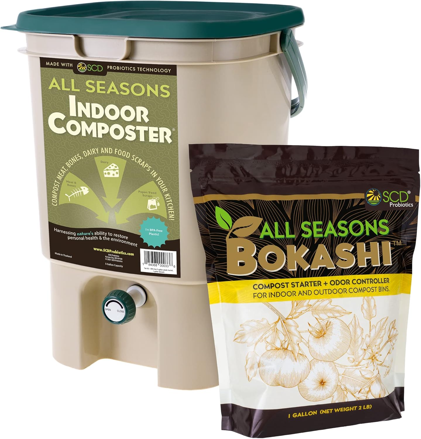 Composting Kit Indoor - 5 Gallon Indoor Compost Bin with