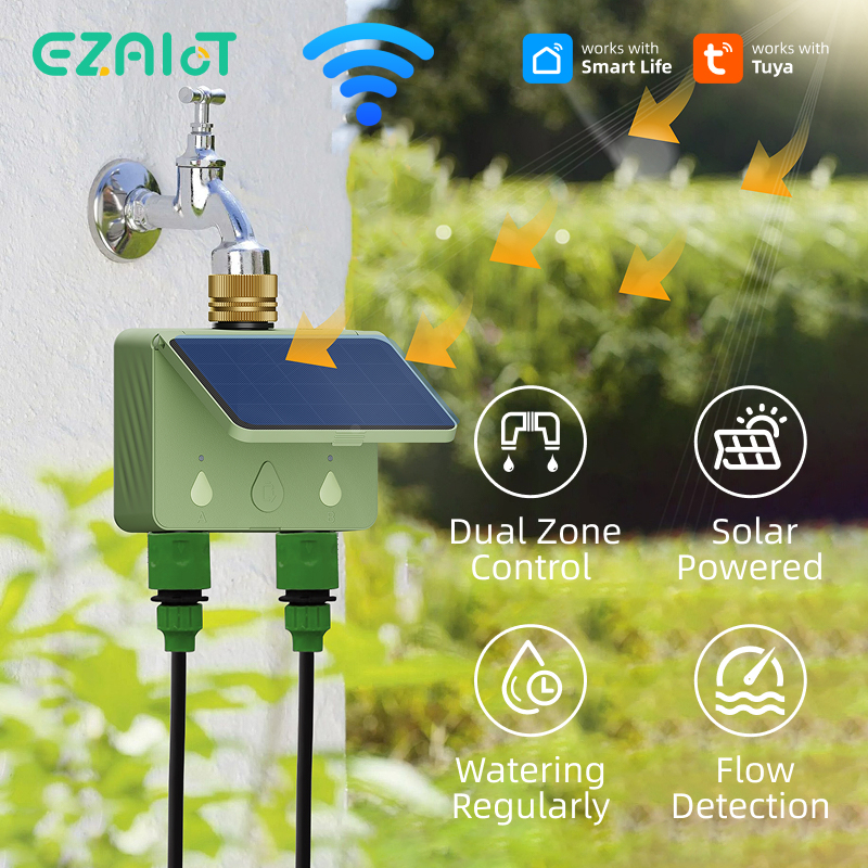 Smart Garden Monitor - WiFi Water Timer 2 Zone Solar