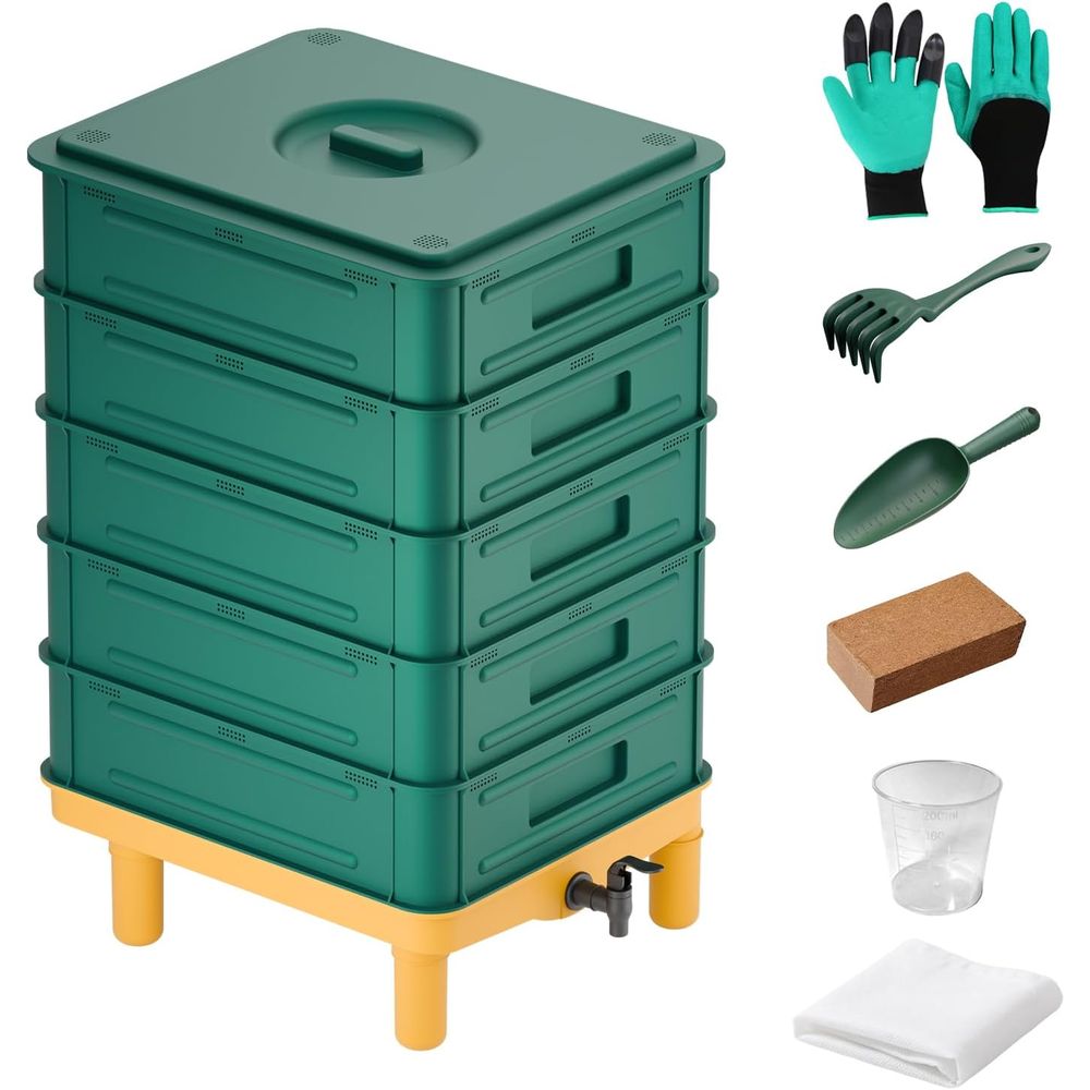 5-Layer 85L Worm Composting Bi - Composting Kit Indoor บทวิจารณ์และราคา