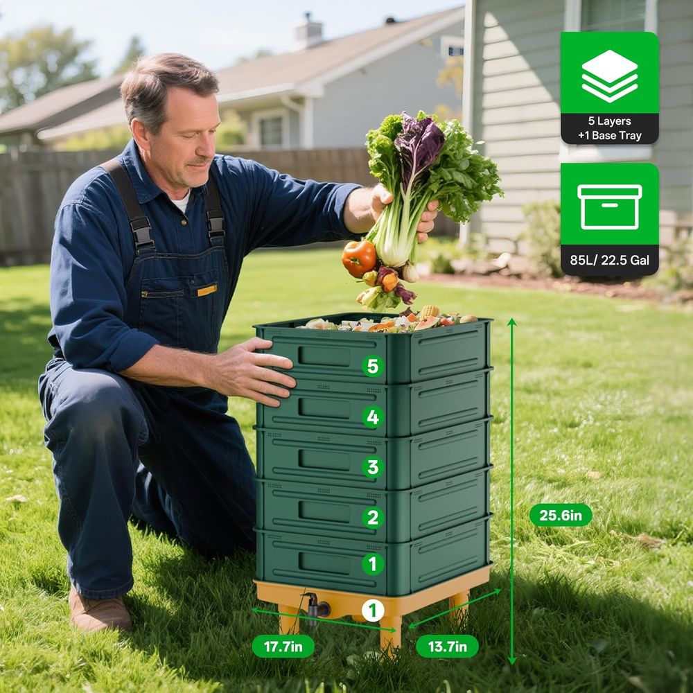 5-Layer 85L Worm Composting Bi - Composting Kit Indoor บทวิจารณ์และราคา
