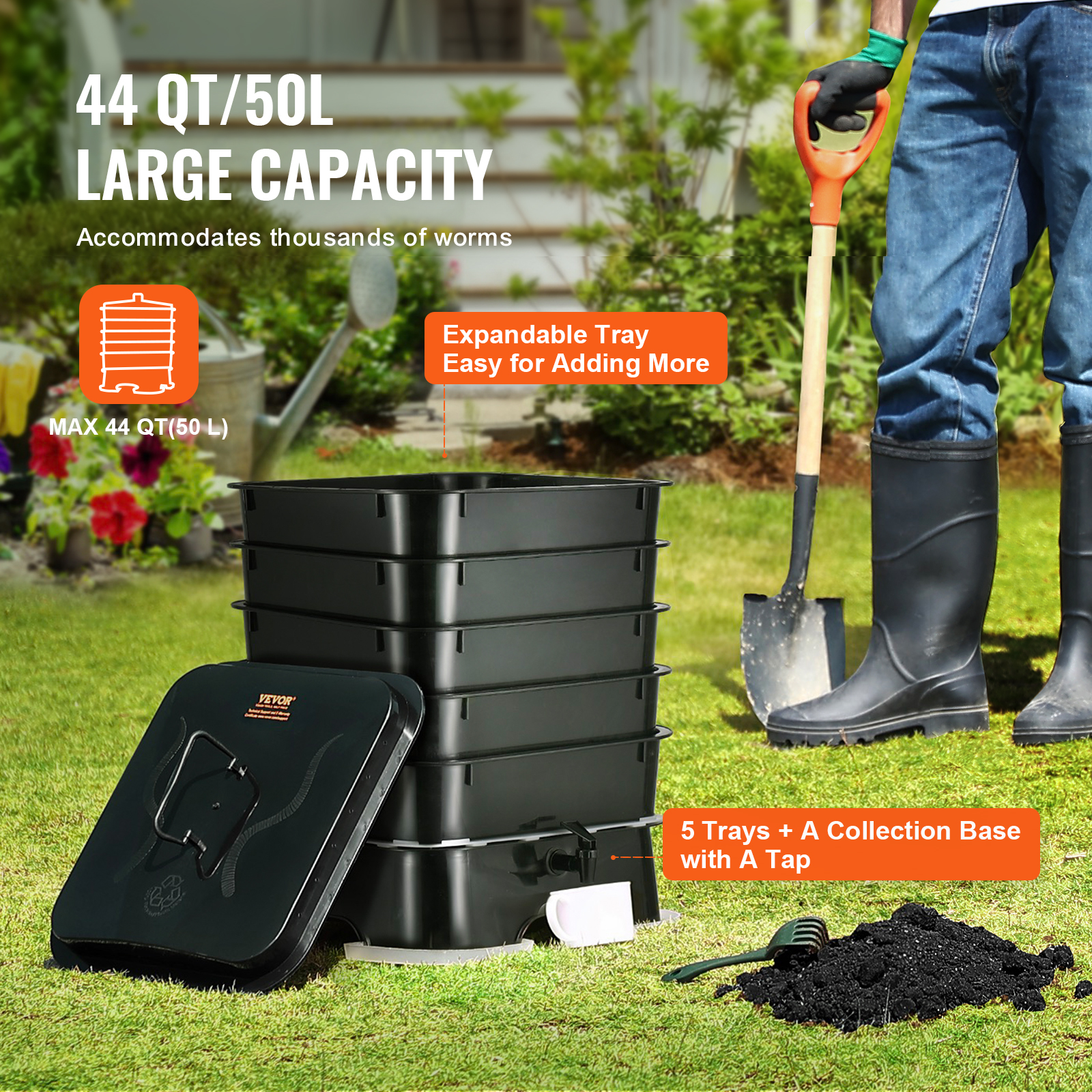 5-Tray Worm Composter Compost  - Composting Kit Indoor บทวิจารณ์และราคา
