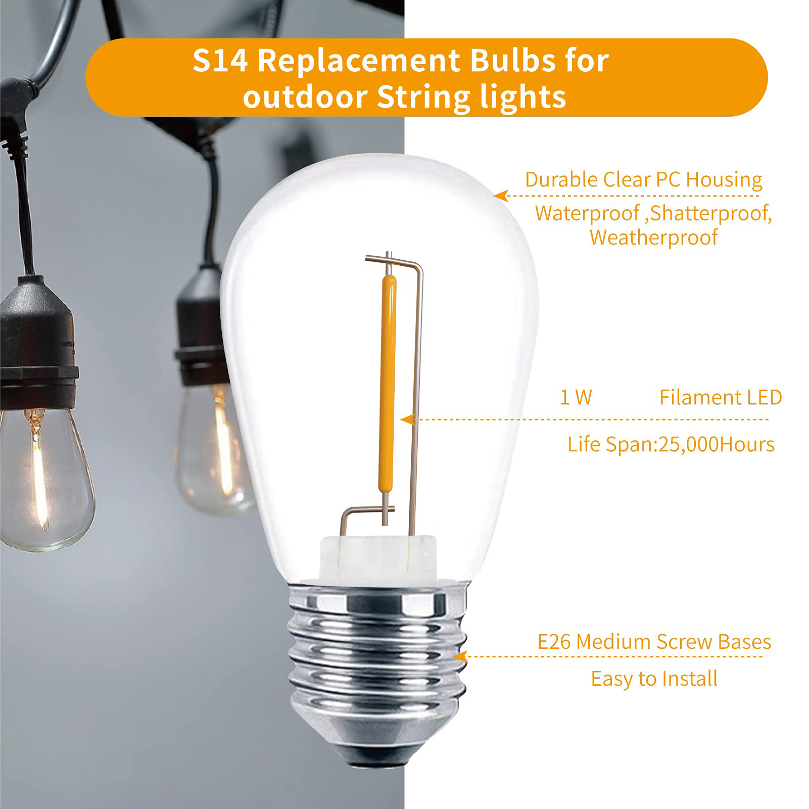LED S14 Replacement Light Bulb - Smart Garden Umbrella บทวิจารณ์และราคา