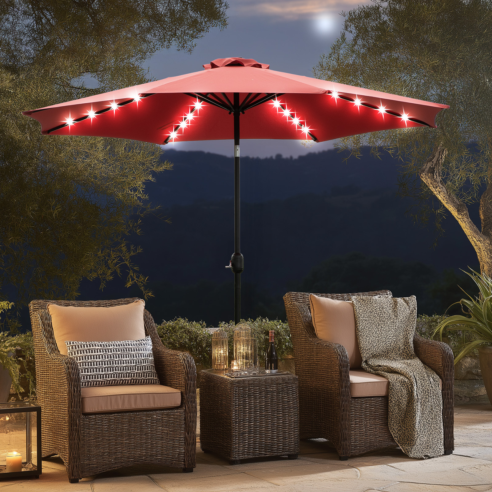 JHK 10FT Solar Patio Umbrella  - Smart Garden Umbrella บทวิจารณ์และราคา