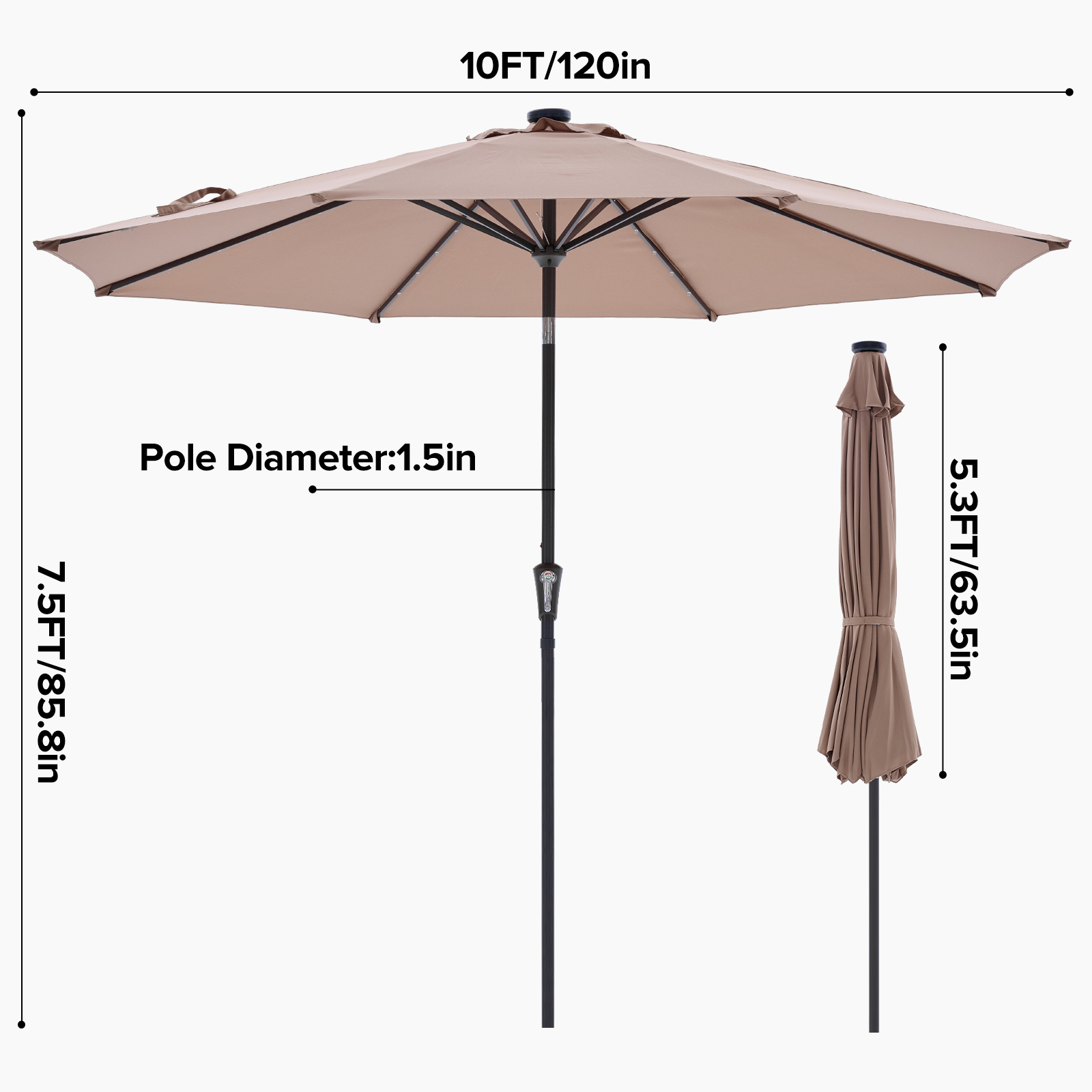 JHK 10FT with 32 LED Lights So - Smart Garden Umbrella บทวิจารณ์และราคา