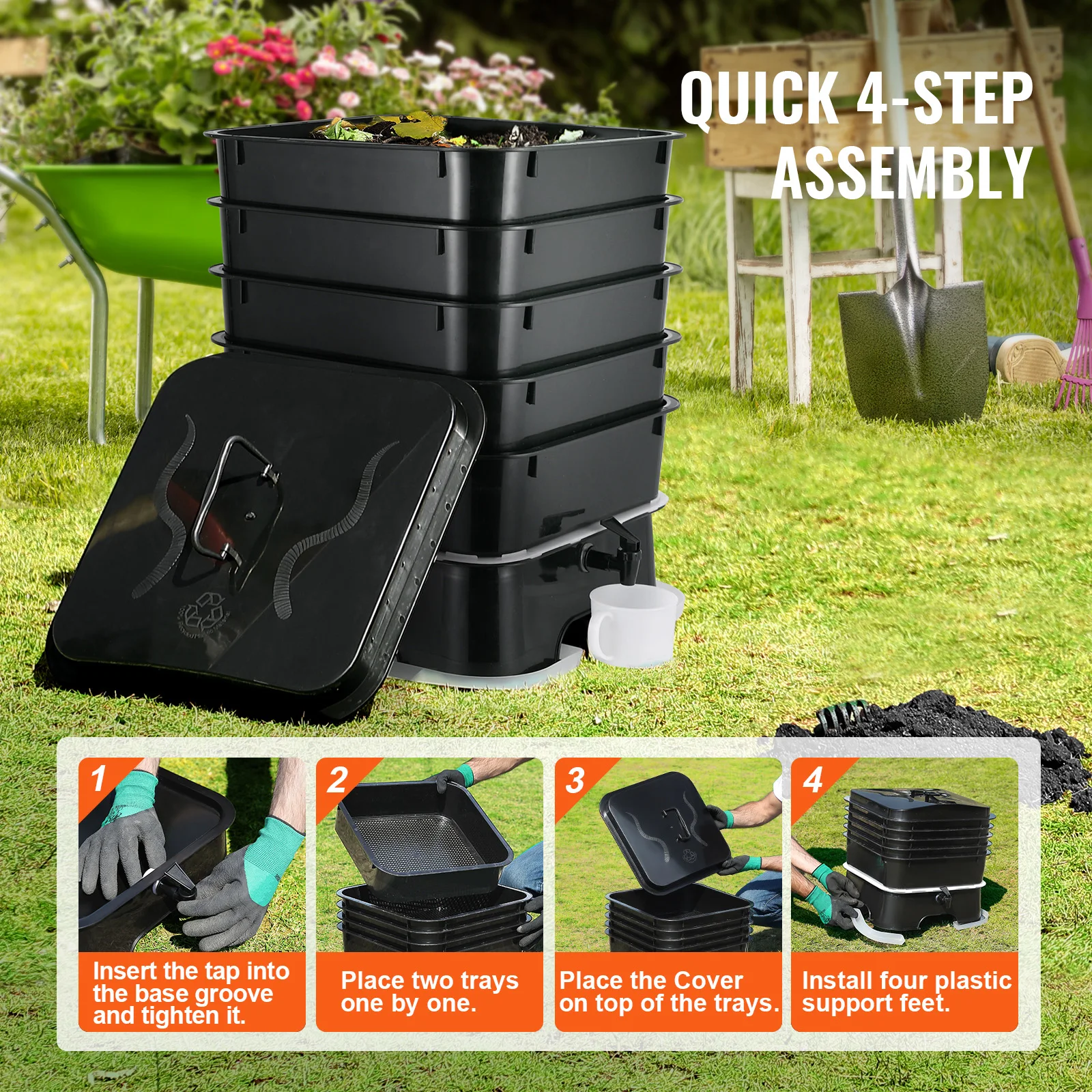 5-Tray Worm Composter Compost  - Composting Kit Indoor บทวิจารณ์และราคา